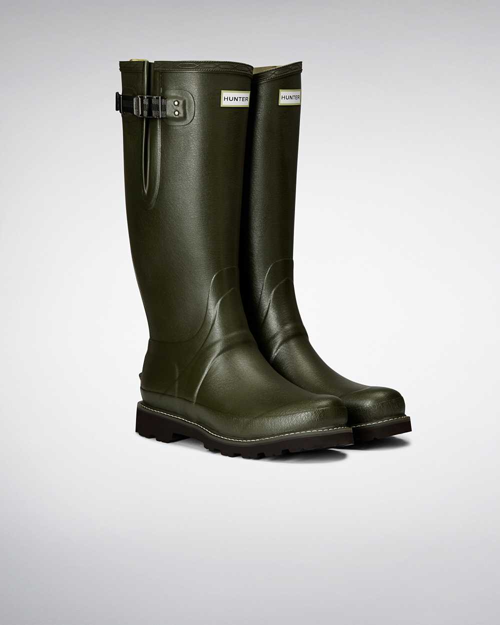 Hunter Balmoral Side Adjustable Men's Wellies NZ-26901E Dark Olive